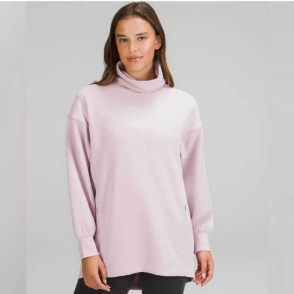 Lululemon Modal Blend Turtleneck Tunic Relaxed Fit Pockets Pink Peony size 6